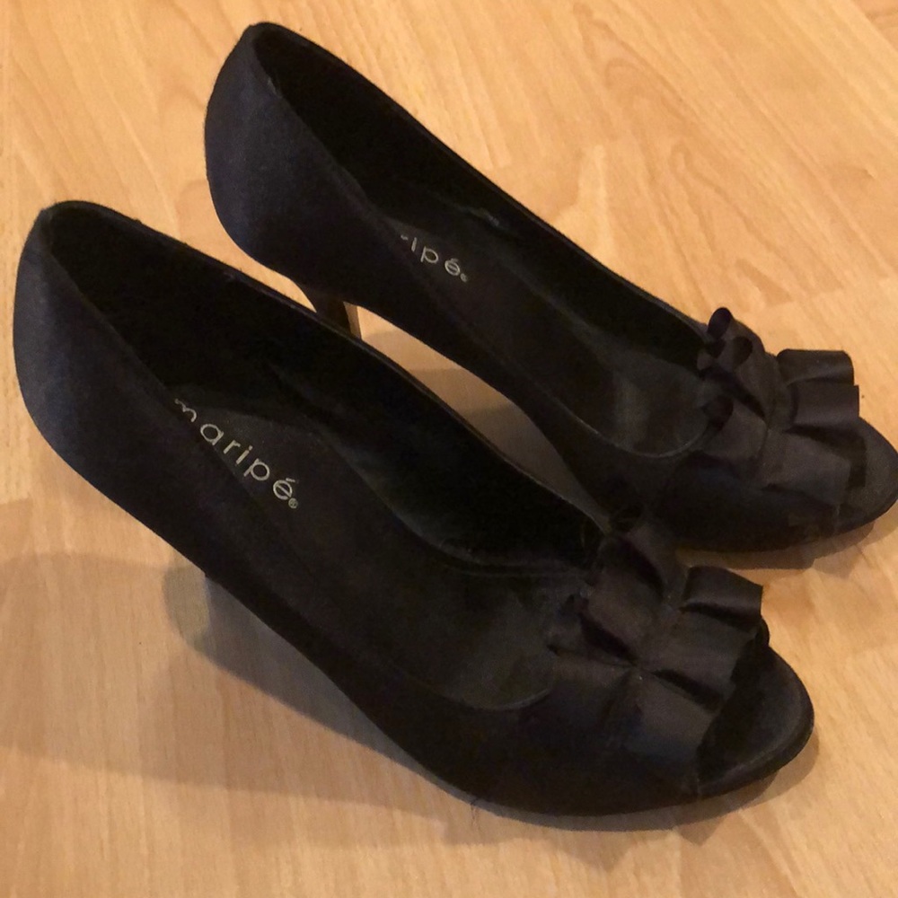 Satin black heels